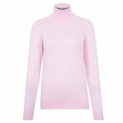 Brand new 🎁 Womens Ultra-Fine Cotton Roll Neck Long Sleeve Terri Jumper - Soft Pink By Paul James Knitwear 👍