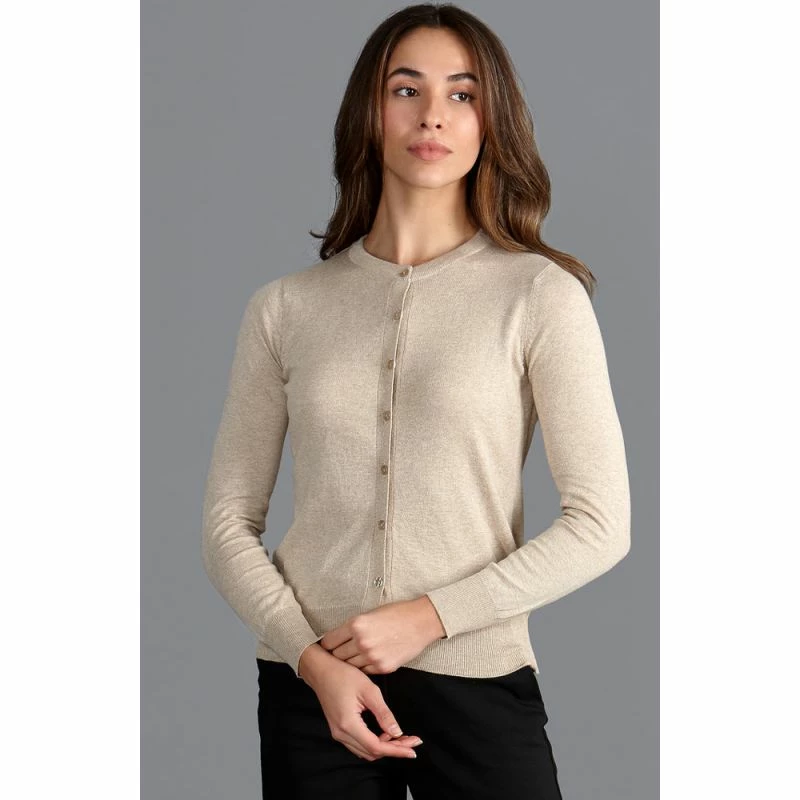 Hot Sale π€© Women's Ultra-Fine Cotton Button Through Thea Cardigan - Pebble By Paul James Knitwear π 4 Hot Sale π€© Women's Ultra-Fine Cotton Button Through Thea Cardigan - Pebble By Paul James Knitwear π - Image 2