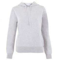 Coupon 🎉 Womens Pure Cotton Hooded Long Sleeve Jumper Silver Grey By Paul James Knitwear 🔥