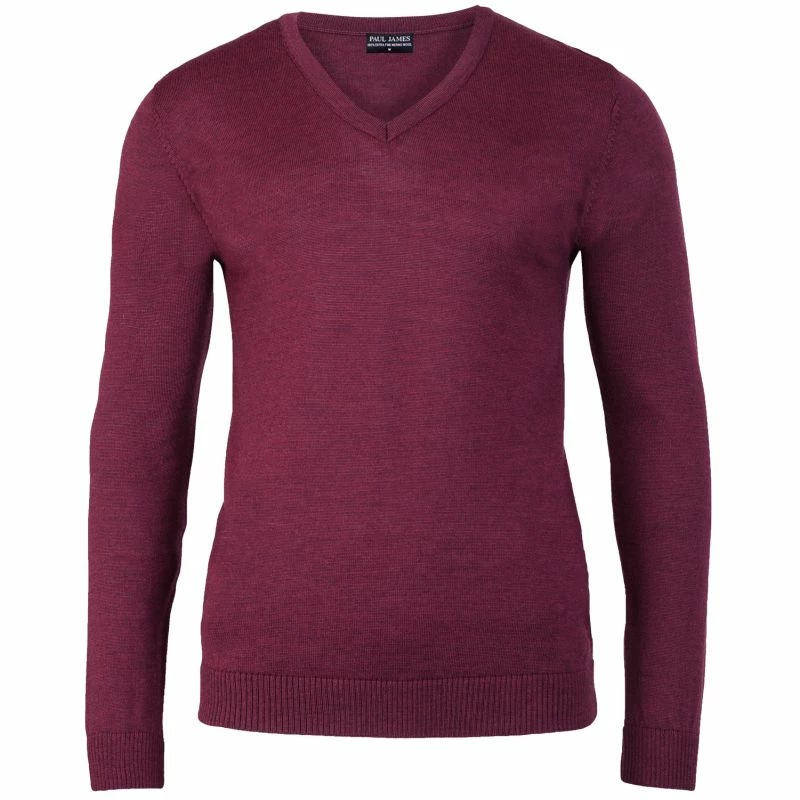 Promo π Mens Extra Fine Merino Wool V-Neck Chester Jumper - Burgundy By Paul James Knitwear β 3 Promo π Mens Extra Fine Merino Wool V-Neck Chester Jumper - Burgundy By Paul James Knitwear β