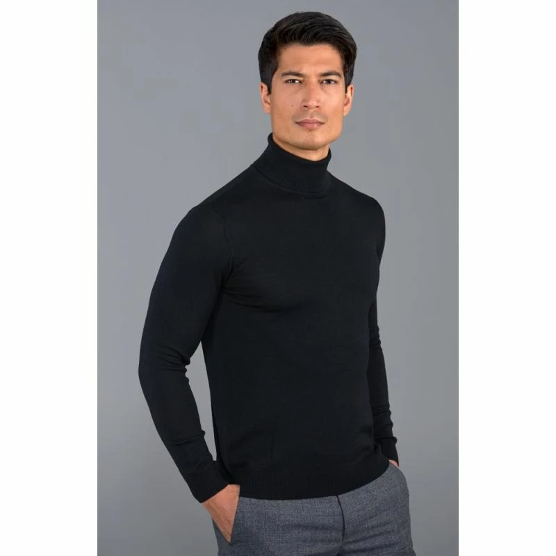 Buy π₯° Mens Extra Fine Merino Wool Roll Neck Weston Jumper - Black By Paul James Knitwear π 4 Buy π₯° Mens Extra Fine Merino Wool Roll Neck Weston Jumper - Black By Paul James Knitwear π - Image 2