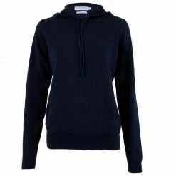 Best Sale ✨ Womens Pure Cotton Hooded Long Sleeve Jumper Navy By Paul James Knitwear ✔️