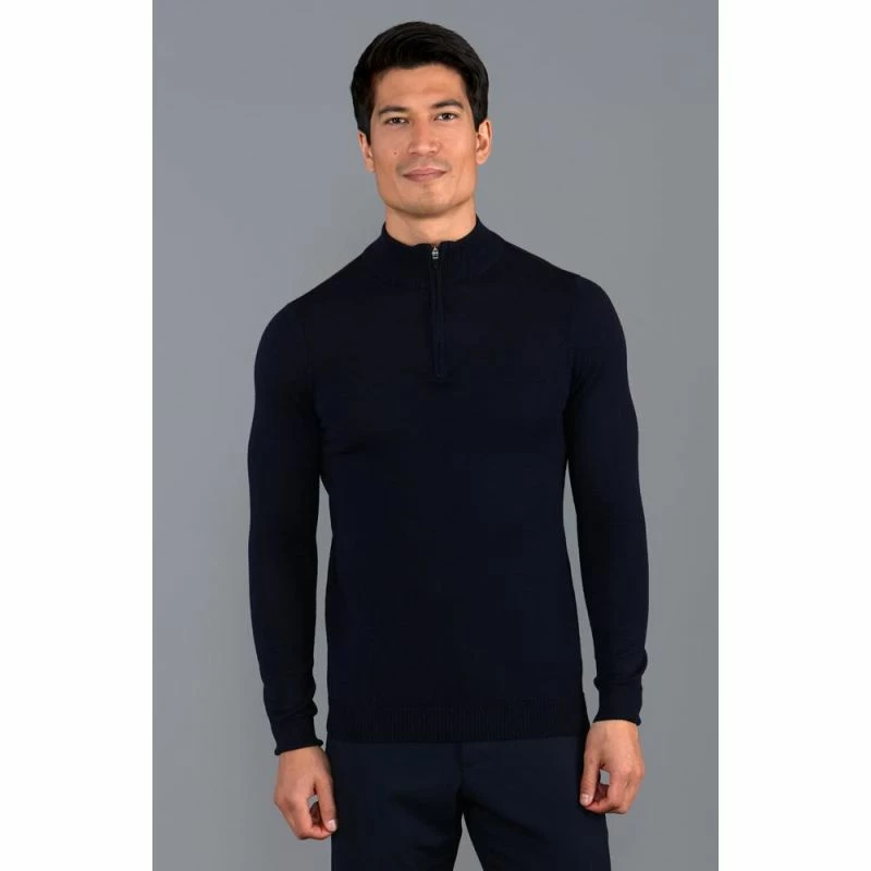 Coupon π€© Mens Extra Fine Merino Wool Quarter Zip Jumper - Navy By Paul James Knitwear 𧨠4 Coupon π€© Mens Extra Fine Merino Wool Quarter Zip Jumper - Navy By Paul James Knitwear 𧨠- Image 2