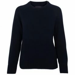 Budget π Womens Midweight 100% Cotton Raglan Crew Neck Taja Jumper - Navy By Paul James Knitwear π