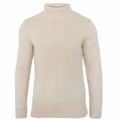 Deals 💯 The Fitted Submariner Roll Neck Merino Wool Jumper - Ecru By Paul James Knitwear 😉