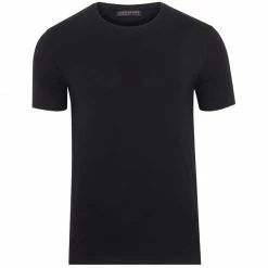 Hot Sale π Mens Lightweight Fitted Supima Cotton T-Shirt Black By Paul James Knitwear π