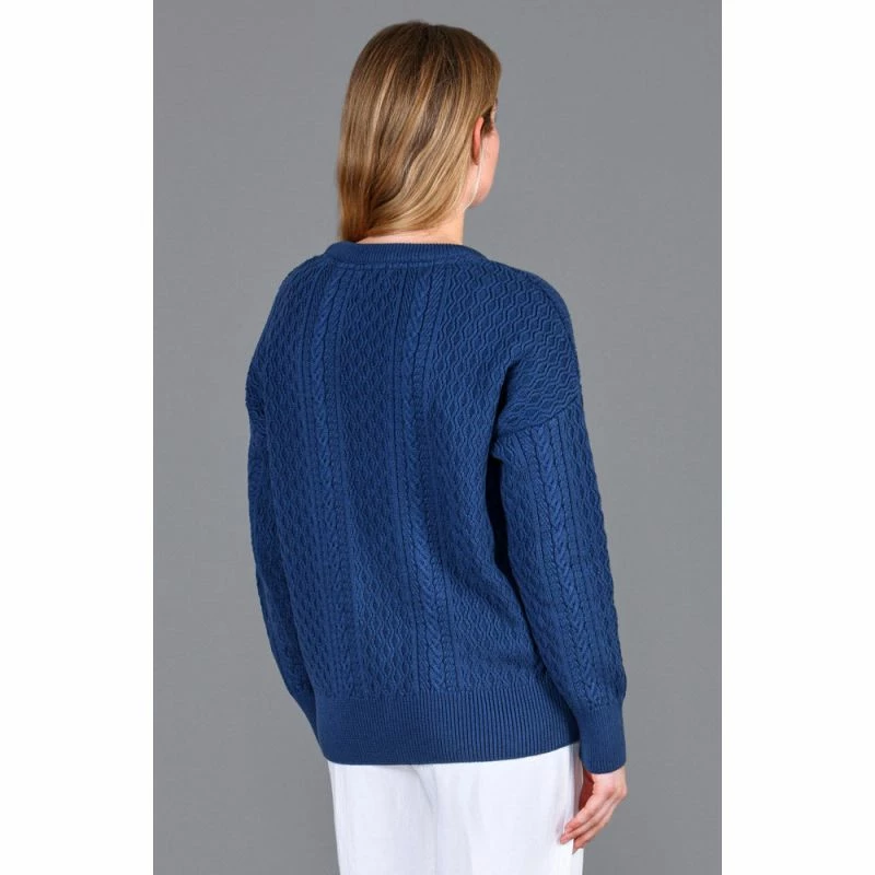 Budget π Womens Midweight 100% Cotton Crew Neck Cable Ffion Jumper - Insignia Blue By Paul James Knitwear π 5 Budget π Womens Midweight 100% Cotton Crew Neck Cable Ffion Jumper - Insignia Blue By Paul James Knitwear π - Image 3