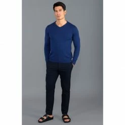 Hot Sale 🧨 Mens Extra Fine Merino Wool V-Neck Chester Jumper - Indigo By Paul James Knitwear 🎉 -us-Paul James Knitwear Sales 2022 imfaly7anmwa1cisbqft