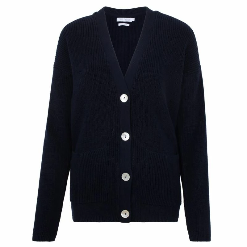 Coupon π Womens Midweight 100% Cotton Ribbed V Neck Freya Cardigan With Pockets - Navy By Paul James Knitwear 𧨠3 Coupon π Womens Midweight 100% Cotton Ribbed V Neck Freya Cardigan With Pockets - Navy By Paul James Knitwear π§¨