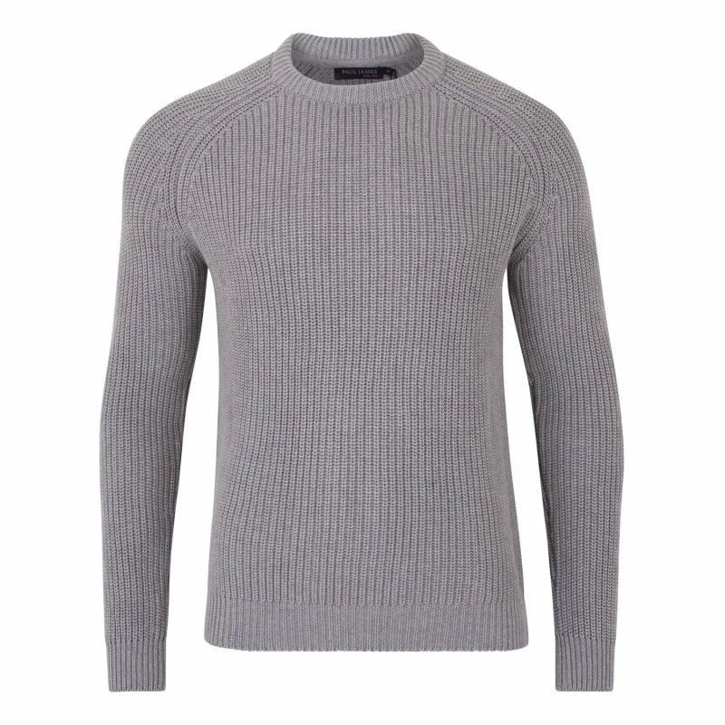 Brand new π Mens 100% Cotton Fisherman Rib Knit Clark Jumper Ash Grey By Paul James Knitwear π― 3 Brand new π Mens 100% Cotton Fisherman Rib Knit Clark Jumper Ash Grey By Paul James Knitwear π―