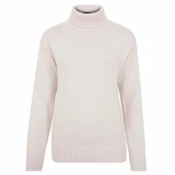 Budget π Womens Pure Cotton Lightweight Submariner Roll Neck Jumper - Ecru By Paul James Knitwear π