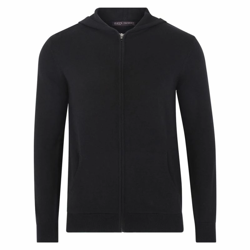 Wholesale π Mens Lightweight 100% Cotton Zip Through Knitted Jackson Hoodie - Black By Paul James Knitwear π 3 Wholesale π Mens Lightweight 100% Cotton Zip Through Knitted Jackson Hoodie - Black By Paul James Knitwear π