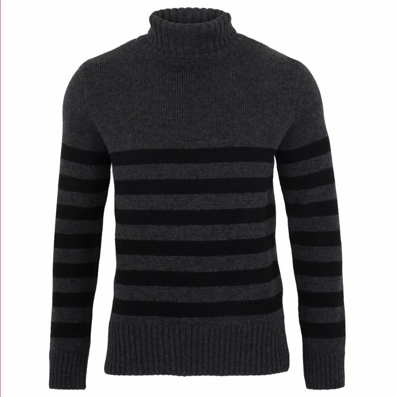 Budget π― Men'S Chunky Merino Breton Stripe Submariner Roll Neck Jumper Charcoal By Paul James Knitwear π 3 Budget π― Men'S Chunky Merino Breton Stripe Submariner Roll Neck Jumper Charcoal By Paul James Knitwear π