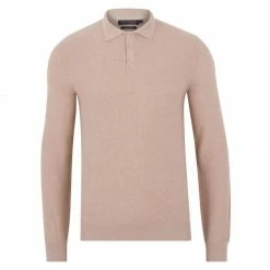Discount β€οΈ Mens 100% Cotton Moss Stitch Ethan Polo π Shirt - Sand By Paul James Knitwear π