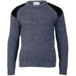 Cheapest 🥰 Mens Chunky British Wool Ribbed Shooting Jumper - Grey Tweed By Paul James Knitwear 👏
