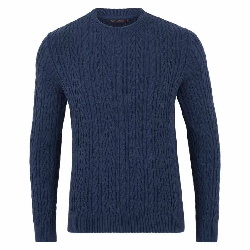 Brand new π Mens Midweight 100% Cotton Chevron Cable Joseph Jumper - Blue Melange By Paul James Knitwear π₯ 3 Brand new π Mens Midweight 100% Cotton Chevron Cable Joseph Jumper - Blue Melange By Paul James Knitwear π₯