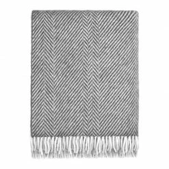 Flash Sale ✔️ Wilde Heavyweight Undyed British Wool Chevron Blanket - Grey By Paul James Knitwear ⭐