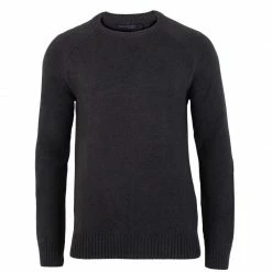 Best deal ⌛ Mens 100% Cotton Midweight Raglan Crew Neck Jumper - Charcoal By Paul James Knitwear ✔️