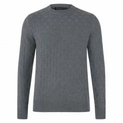Cheap β¨ Mens 100% Extrafine Merino Wool Textured Cox Jumper- Mid Grey By Paul James Knitwear π