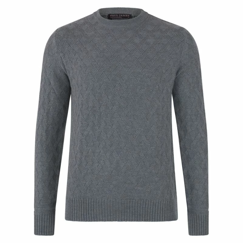 Cheap β¨ Mens 100% Extrafine Merino Wool Textured Cox Jumper- Mid Grey By Paul James Knitwear π 3 Cheap β¨ Mens 100% Extrafine Merino Wool Textured Cox Jumper- Mid Grey By Paul James Knitwear π