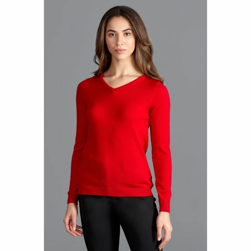 New π Womens Pure Extra Fine Merino Wool V Neck Jumper Red By Paul James Knitwear π― 4 New π Womens Pure Extra Fine Merino Wool V Neck Jumper Red By Paul James Knitwear π― - Image 2
