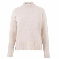 Outlet π― Womens 100% Lambswool Grown On Neck Jumper - Neutrals By Paul James Knitwear π