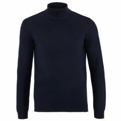 Best deal 🔥 Mens Extra Fine Merino Wool Mock Turtleneck Shaw Jumper - Navy By Paul James Knitwear 🥰