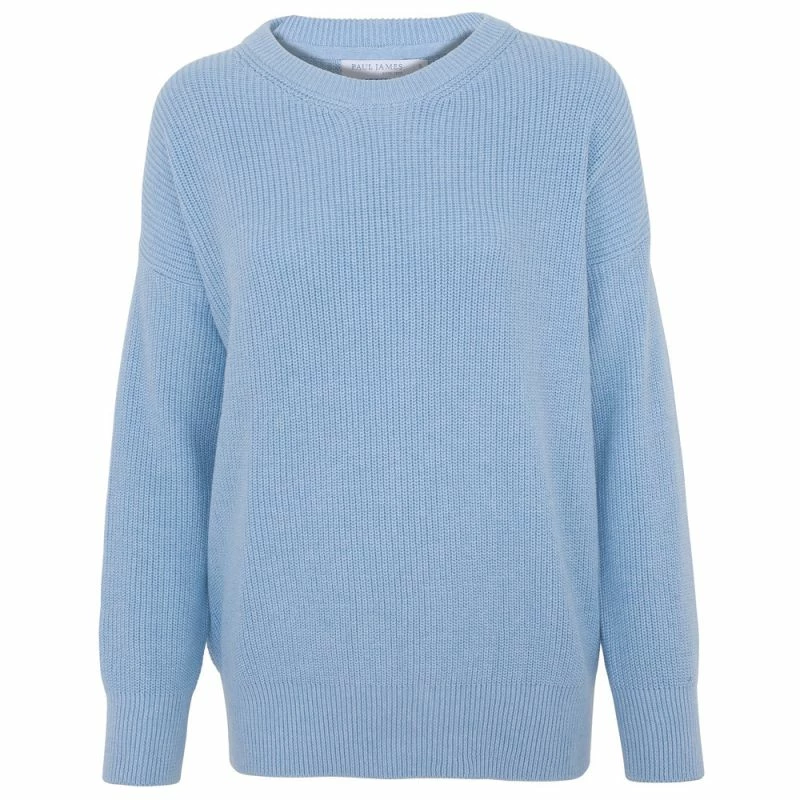 Best Sale π Womens 100% Cotton Ribbed Crew Neck Tiffany Jumper - Baby Blue By Paul James Knitwear π 3 Best Sale π Womens 100% Cotton Ribbed Crew Neck Tiffany Jumper - Baby Blue By Paul James Knitwear π