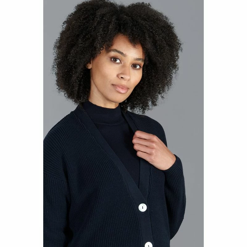 Coupon π Womens Midweight 100% Cotton Ribbed V Neck Freya Cardigan With Pockets - Navy By Paul James Knitwear 𧨠5 Coupon π Womens Midweight 100% Cotton Ribbed V Neck Freya Cardigan With Pockets - Navy By Paul James Knitwear 𧨠- Image 3