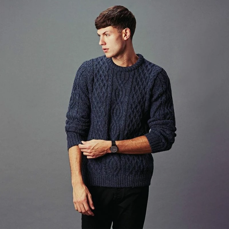 Best deal π₯ Jarvis - Mens British Wool Aran Cable Sweater Denim By Paul James Knitwear π― 4 Best deal π₯ Jarvis - Mens British Wool Aran Cable Sweater Denim By Paul James Knitwear π― - Image 2