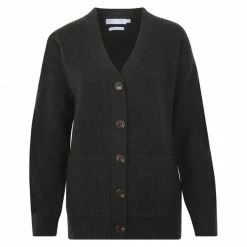 Best deal ⌛ Womens 100% Lambswool V Neck Ribbed Layla Cardigan With Pockets - Seaweed By Paul James Knitwear 🤩