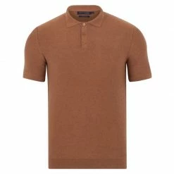 Cheapest 🧨 Mens Midweight 100% Cotton Short Sleeve Polo Zachary 👕 Shirt - Camel By Paul James Knitwear 😉