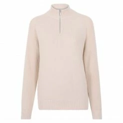 Best reviews of 👏 Womens Midweight 100% Cotton Quarter Zip Textured Frankie Jumper - Ecru By Paul James Knitwear 👍