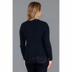 Promo 🎁 Womens 100% Cotton Crew Neck Cable Taylor Jumper - Navy By Paul James Knitwear 🧨 -us-Paul James Knitwear Sales 2022 ltsp7ejmovcdu85dgem3