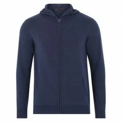Buy 🎁 Mens Lightweight 100% Cotton Zip Through Knitted Jackson Hoodie - Blue Melange By Paul James Knitwear ❤️