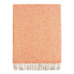 Top 10 👍 Keats Heavyweight Shetland Wool Chevron Blanket - Tangerine By Paul James Knitwear 😍