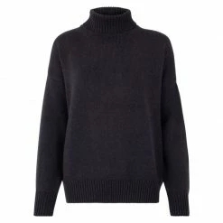 New π€© Womens Midweight 100% Cotton Relaxed Fit Submariner Jumper - Anthracite By Paul James Knitwear β