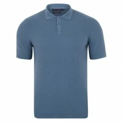 Buy ❤️ Mens Lightweight 100% Cotton Tuck Stitch Samuel Polo 👕 Shirt - Bluestone By Paul James Knitwear ✔️