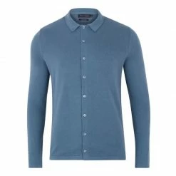 Best Pirce 🔔 Mens 100% Cotton Knitted 👚 Shirt - Bluestone By Paul James Knitwear 🌟