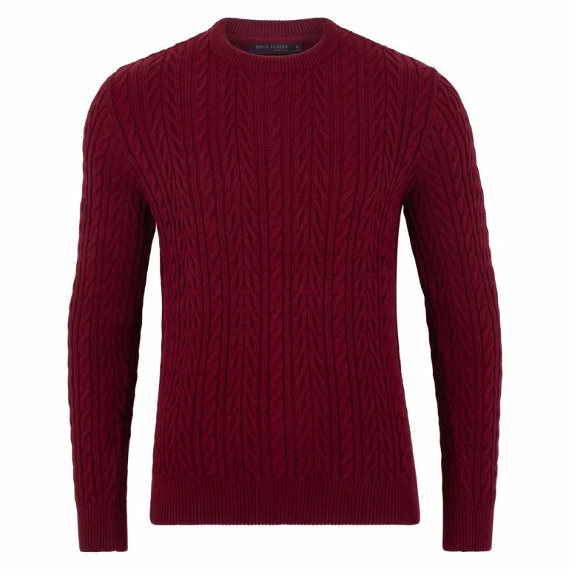 Discount π Mens Midweight 100% Cotton Chevron Cable Joseph Jumper - Cabernet By Paul James Knitwear π 3 Discount π Mens Midweight 100% Cotton Chevron Cable Joseph Jumper - Cabernet By Paul James Knitwear π