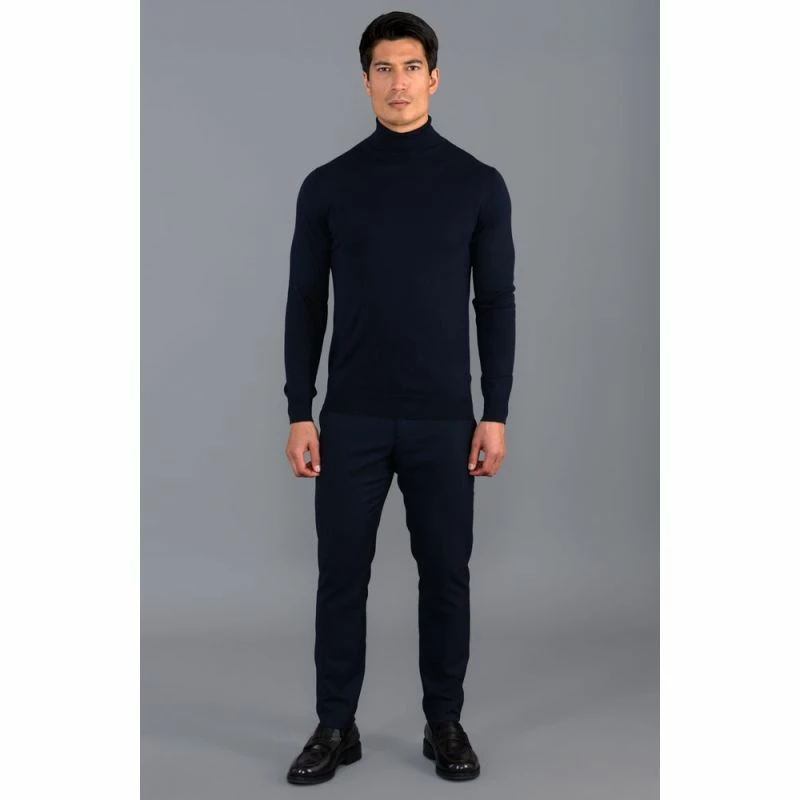 New π₯° Mens 100% Ultra Fine Cotton Roll Neck Atwood Jumper - Navy By Paul James Knitwear π€© 4 New π₯° Mens 100% Ultra Fine Cotton Roll Neck Atwood Jumper - Navy By Paul James Knitwear π€© - Image 2