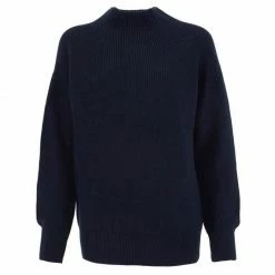 Wholesale ✔️ Womens Pure Cotton High Neck Raglan Jumper Navy By Paul James Knitwear 💯