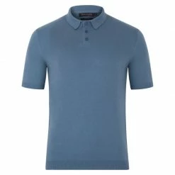 Budget 🧨 Mens 100% Ultra Fine Cotton Short Sleeve Polo 👕 Shirt - Bluestone By Paul James Knitwear 🔔