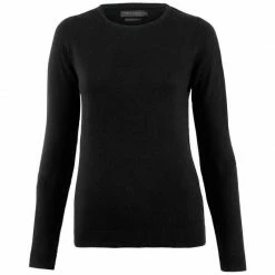 Outlet β¨ Womens Pure Extra Fine Merino Wool Crew Neck Hannah Jumper - Black By Paul James Knitwear π