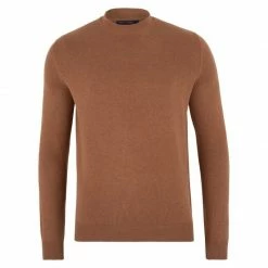 New π Mens 100% Cotton Narrow Mock Turtleneck Jumper Camel By Paul James Knitwear π₯°