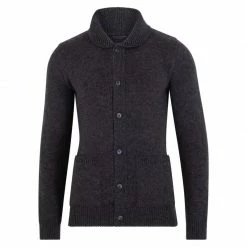Coupon 🌟 Mens 100% Merino Wool Shawl Collar Cardigan 🧥 Coat - Charcoal By Paul James Knitwear ❤️