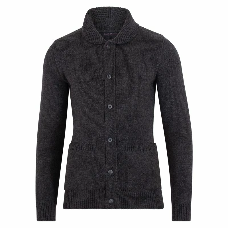 Coupon 🌟 Mens 100% Merino Wool Shawl Collar Cardigan 🧥 Coat - Charcoal By Paul James Knitwear ❤️ 3 Coupon 🌟 Mens 100% Merino Wool Shawl Collar Cardigan 🧥 Coat - Charcoal By Paul James Knitwear ❤️