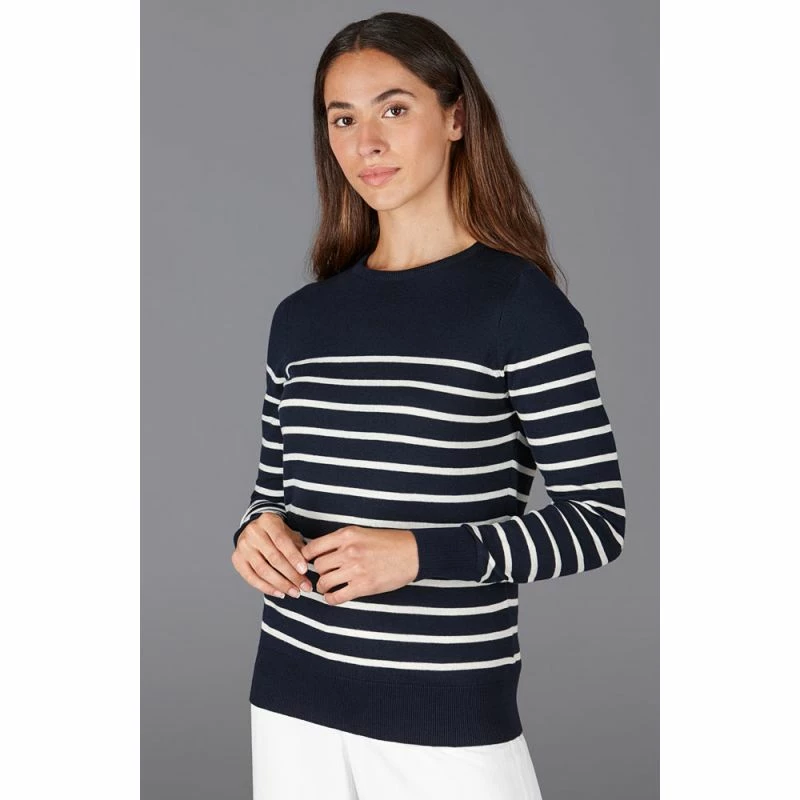 Brand new π Womens Ultra-Fine Cotton Breton Crew Neck Tavia Jumper - Navy By Paul James Knitwear π 4 Brand new π Womens Ultra-Fine Cotton Breton Crew Neck Tavia Jumper - Navy By Paul James Knitwear π - Image 2