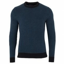 New ❤️ Mens 100% Cotton Fisherman Tuck Stitch Jumper - Blue, Black By Paul James Knitwear 👍