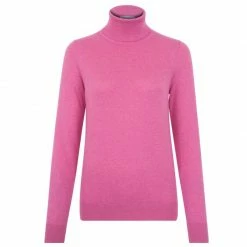 Wholesale 𧨠Womens Ultra-Fine Cotton Roll Neck Long Sleeve Terri Jumper - Starlet Pink By Paul James Knitwear π§¨
